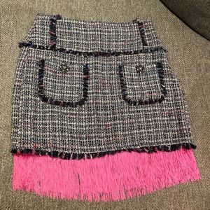 Zara tweed mini skirt with fringe